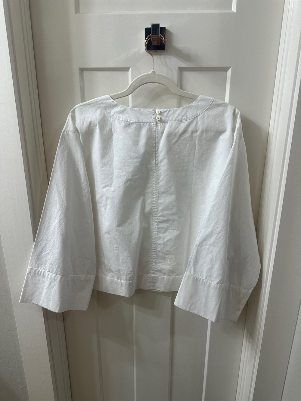 LOFT White Cotton Boat-Neck Flare Sleeve Blouse M - Picture 3 of 5